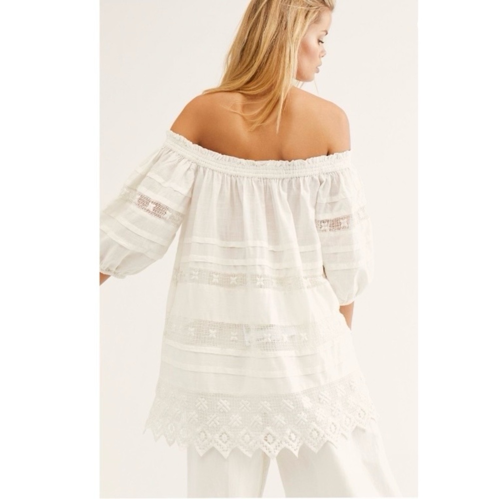 Free People Sounds of Summer Crochet Lace Tunic Shirt Dress Large